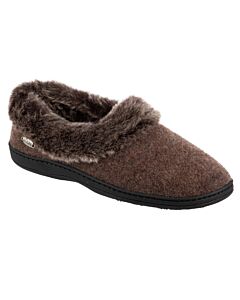 Acorn Women's Faux Chinchilla Collar Slippers, Smokey Taupe
