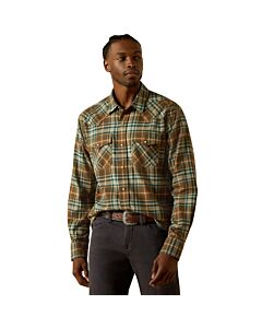 Ariat Men's Henry Retro Fit Snap Flannel Shirt, Dark Green