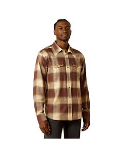 Ariat Men's Hudson Retro Fit Snap Flannel Shirt, Dark Brown
