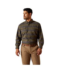 Ariat Men's Rebar Flannel DuraStretch Shirt, Burnt Olive