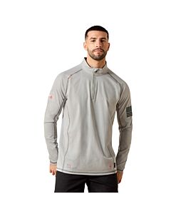 Ariat Men's FR Combat Stretch Patriot 1/4Zip Shirt, Gray