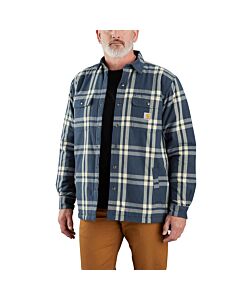 Carhartt Men's RelaxedFit Flannel Sherpa Shirt Jac, Dark Blue