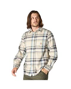 Carhartt Men's B&T Rugged Flex MDWT Flannel Shirt, Oat Milk