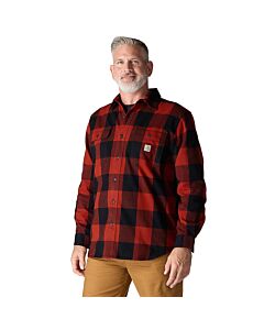 Carhartt Men's B&T Loose Fit HVWT Flannel Shirt, Spice Red