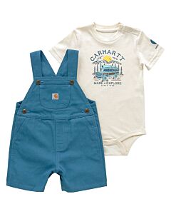 Carhartt Toddler 2-Piece Short Sleeve Shortall Set, Real Teal