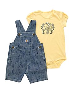 Carhartt Toddler 2-Piece Short Sleeve Shortall Set, Denim Wash