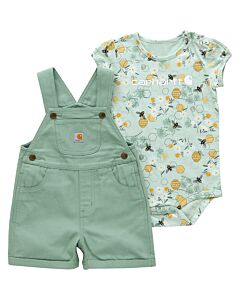 Carhartt Toddler 2-Piece Short Sleeve Shortall Set, Patina