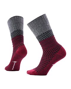 Smartwool Women's Everday Popcorn Cable Crew Sock, Black/Red