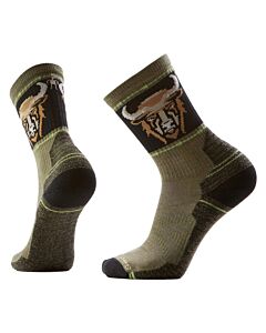 Smartwool Men's Hike Bison Light Crew Sock, Winter Moss