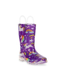 Western Chief Kids' Unicorn Lighted Rain Boot, Rainbow