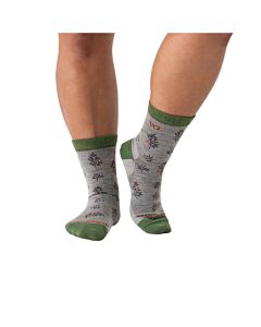 Wide Open Women's Foliage Light Micro Crew Socks, Light Grey