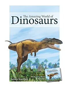 An image of the cover for the Amazing World of Dinosaurs playing card deck. Features an illustration of a dinosaur.