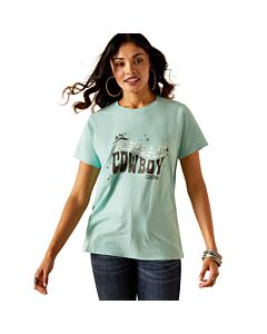 Ariat Women's Cowboy T-Shirt - Aqua Heather