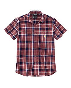 Carhartt Men's Relaxed Lightweight Short Sleeve Plaid Shirt, color: Applebutter