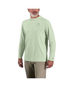 Carhartt Men's Force Sun Defender Lightweight Hooded Long Sleeve Logo T-Shirt, color: Tender Greens