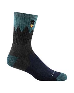 Darn Tough Men's Number 2 Micro Crew Socks, color: gray. A mostly dark gray sock with a dark blue toe and teal top.