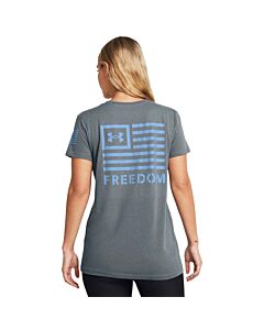 Under Armour Women's Freedom Banner Tee, color: Gravel, back view